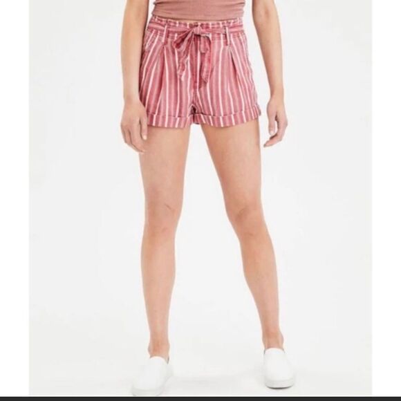 American Eagle red and white striped shorts size 4 - Picture 1 of 10